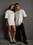 Erkek Sırt Golf Baskılı Oversize T-shirt - Beyaz