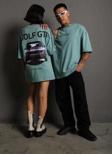 Kadın Sırt Golf Gtı Baskılı Oversize T-shirt - Mint Yeşili