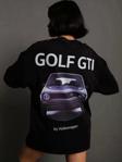 Kadın Sırt Golf Gtı Baskılı Oversize T-shirt - Siyah
