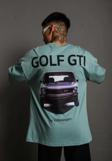 Erkek Sırt Golf Gtı Baskılı Oversize T-shirt - Mint Yeşili