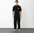 Unisex Bisiklet Yaka Baskılı Oversize T-Shirt - Siyah