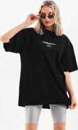 Unisex Baskılı Oversize T-Shirt - Siyah