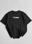 20/1 Penye Compack Unisex Baskılı Oversize Bisiklet Yaka Kısa Kol Yazlık T-shirt - Siyah