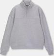 Oversize Yarım Farmuarlı Yakalı Basic SweatShirt - Gri
