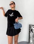 Kısa Kol Baskılı T-shirt - Siyah
