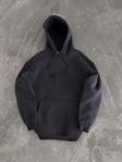 Kapüşonlu Üç İplik Penye Basic SweatShirt - Füme