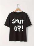 20/1 Penye Compack Baskılı Oversize Bisiklet Yaka m Kısa Kol Yazlık T-shirt - Siyah