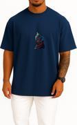 Oversize Azerbaycan Turan Kurt Göğüs Tasarımlı Unisex T-Shirt