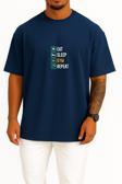 Oversize Beslenmek Uyku Gym Fitness Göğüs Tasarımlı Unisex T-Shirt