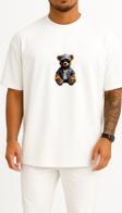 Oversize Oturan Cool Teddy Bear Göğüs Tasarımlı Unisex T-Shirt