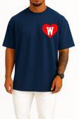 Oversize Kalp İçinde W Harfi Cep Tasarımlı Unisex T-Shirt