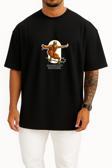 Oversize Sanskrit Savage Göğüs Tasarımlı Unisex T-Shirt