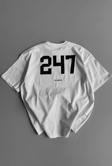 20/1 Penye Compack Baskılı Oversize Bisiklet Yaka Kısa Kol Yazlık T-shirt - Beyaz