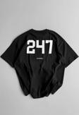 20/1 Penye CompackBaskılı Oversize Bisiklet Yaka Kısa Kol Yazlık T-shirt - Siyah