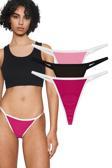 YohannesClub, Kadın, Thong String, 3'lü, Pudra, Pembe, Siyah