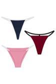 YohannesClub, Kadın, 3'lü String Set, (Brazilian, T-Thong ve Thong String Set), Pudra, Bordo, lacivert
