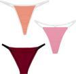 YohannesClub, Kadın, 3'lü String Set, (Brazilian, T-Thong ve Thong String Set), Bordo, Pudra, Somon