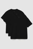 Basic O Yaka Büyük Beden  3lü Paket Siyah Erkek T-Shirt  88072