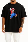 Oversize Süper Mario Göğüs Tasarımlı Unisex T-Shirt