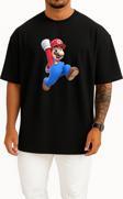 Oversize Süper Mario Göğüs Tasarımlı Unisex T-Shirt