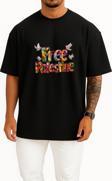 Oversize Free Palestine Göğüs Tasarımlı Unisex T-Shirt