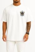 Oversize Mustache Skull Pirate Cep Tasarımlı Unisex T-Shirt