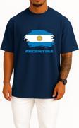 Oversize Argentina -Arjantin Göğüs Tasarımlı Unisex T-Shirt