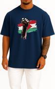 Oversize Özgür Filistin Göğüs Tasarımlı Unisex T-Shirt
