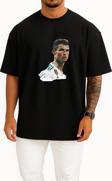 Oversize Cristiano Ronaldo Angry Göğüs Tasarımlı Unisex T-Shirt