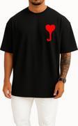 Oversize Kalp Ve J Harfi Cep Tasarımlı Unisex T-Shirt