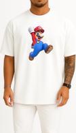 Oversize Süper Mario Göğüs Tasarımlı Unisex T-Shirt