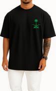 Oversize Green Coconut Palm Tree And Swords Logo Cep Tasarımlı Unisex T-Shirt