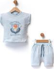 CHAMPION NAKIŞLI TSHIRT ŞORT TAKIM Mavi