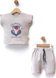 CHAMPION NAKIŞLI TSHIRT ŞORT TAKIM Gri