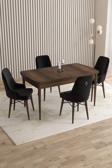 Mazaka Barok Desen 80x132 Açılabilir Mdf Masa Yemek Odası Takımı, Mutfak Takımı 4 Adet Sandalye