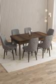 Mazaka Barok Desen 80x132 Açılabilir Mdf Masa Yemek Odası Takımı, Mutfak Takımı 6 Adet Sandalye