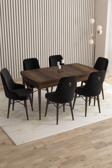 Mazaka Barok Desen 80x132 Açılabilir Mdf Masa Yemek Odası Takımı, Mutfak Takımı 6 Adet Sandalye