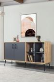 Evmo Home 4609 Şile Metal Ayaklı Metal Kulplu 160 Cm Konsol - Yemek Odası Antrasit - Safir