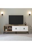 Evmo Home 3504 Era Tv Ünitesi 150 Cm Kapaklı Raflı Natural- Beyaz Tv Sehpası