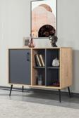 Evmo Home 4109 Şile Metal Ayaklı Metal Kulplu 100 Cm Konsol - Tv Ünitesi - Yemek Odası - Kahve Köşesi Antrasit
