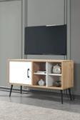 Evmo Home 3111 Şile Metal Ayaklı Metal Kulplu 100 Cm Tv Ünitesi - Beyaz Safir