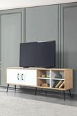 Evmo Home 3611 Şile Metal Ayaklı Metal Kulplu 160 Cm Tv Ünitesi - Beyaz Safir
