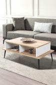 Evmo Home 2011 Şile Metal Ayaklı Orta Sehpa , Salon Sehpası Beyaz - Safir