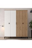 Evmo Home 6403 Neva 4 Kapılı 200 Cm Gizli Çekmeceli Gardırop , Elbise Dolabı , Genç Odası Beyaz - Sepet