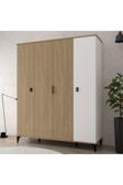 Evmo Home 6404 Neva 4 Kapılı 200 Cm Gizli Çekmeceli Gardırop , Elbise Dolabı , Genç Odası Natural- Beyaz