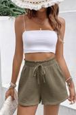 Ghassy Co. Kadın %100 Cotton Müslin Tatil Ev İçi/Dışı Kullanım Cepsiz Beli Bağcıklı Şort