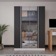 Azzuri Furniture Piyano 4 Kapaklı Dolap Genç Odası-Çocuk Odası Gardırop Antrasit Beyaz Aynalı
