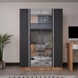 Azzuri Furniture Piyano 4 Kapaklı Dolap Genç Odası-Çocuk Odası Gardırop Antrasit Meşe Aynalı