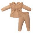 FIRFIRLI DANTELLİ BLUZ PANTOLON TAKIM Bej