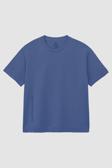 Koyu Mavi Baskılı O Yaka Rahat Form Battal Büyük Beden T-Shirt - 88472